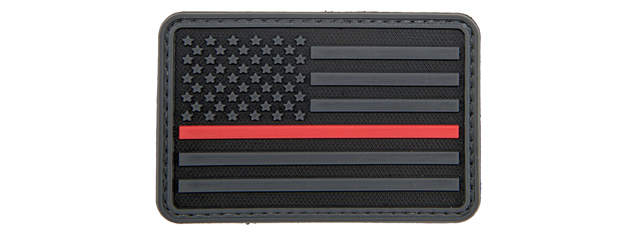 3D US Flag Forward PVC Patch w/ Red Stripe (Color: Black) - Click Image to Close