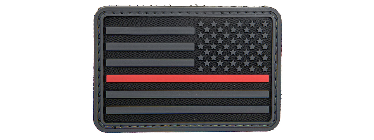3D US Flag Reverse PVC Patch w/ Red Stripe (Color: Black) - Click Image to Close