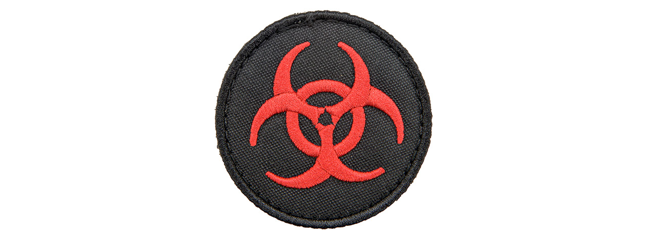 Embroidered Round Biohazard Patch (Color: Black and Red) - Click Image to Close