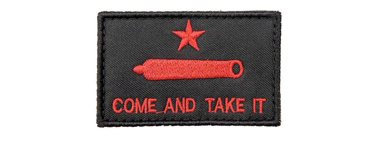 Embroidered "Come and Take It" Patch (Color: Black and Red) - Click Image to Close