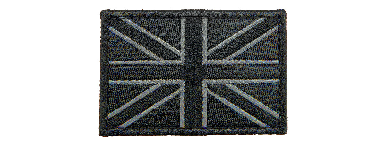 Embroidered UK Flag Patch (Color: Black) - Click Image to Close