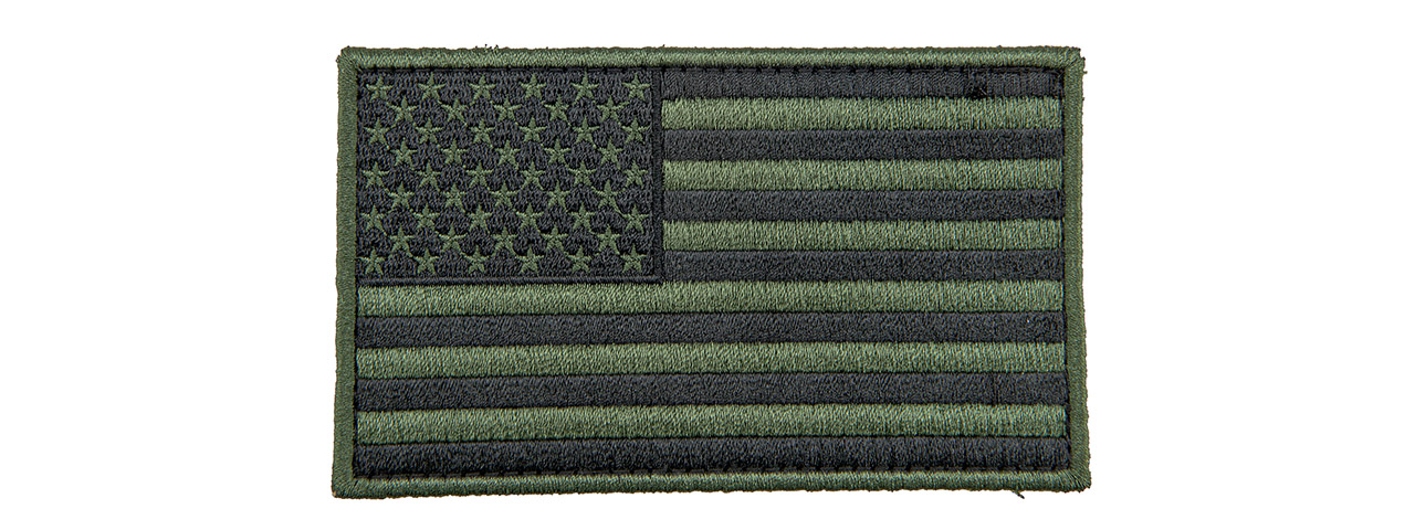 Large Embroidered Forward US Flag Patch (Color: OD Green) - Click Image to Close