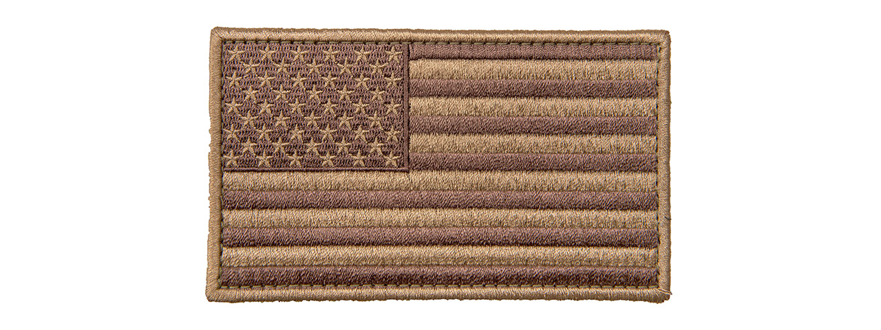 Large Embroidered Forward US Flag Patch (Color: Coyote Tan) - Click Image to Close