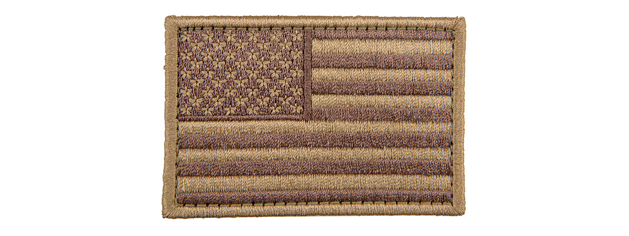 Embroidered Forward US Flag Patch (Color: Coyote Tan) - Click Image to Close