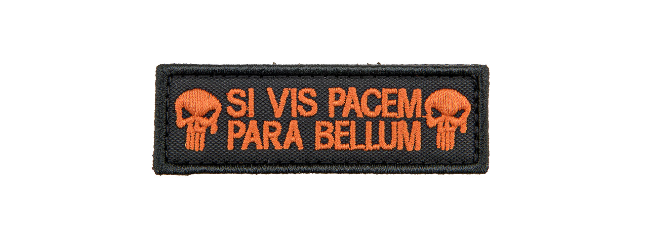 Embroidered Si Vis Pacem Para Bellum Patch (Color: Orange) - Click Image to Close