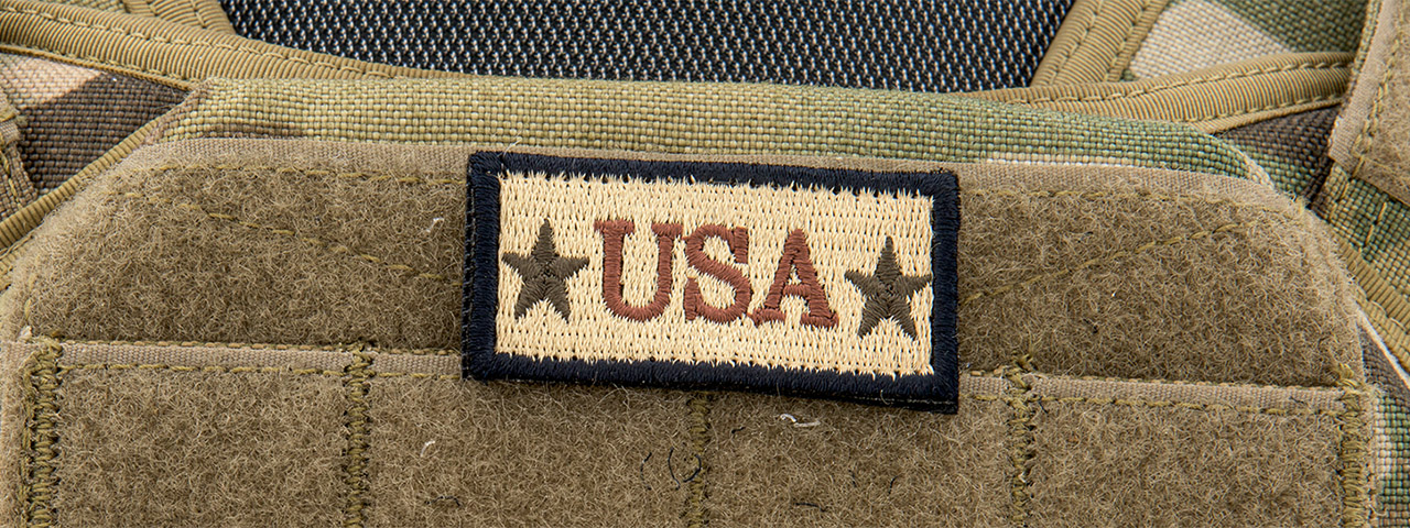USA Embroidered Patch (Color: Tan) - Click Image to Close