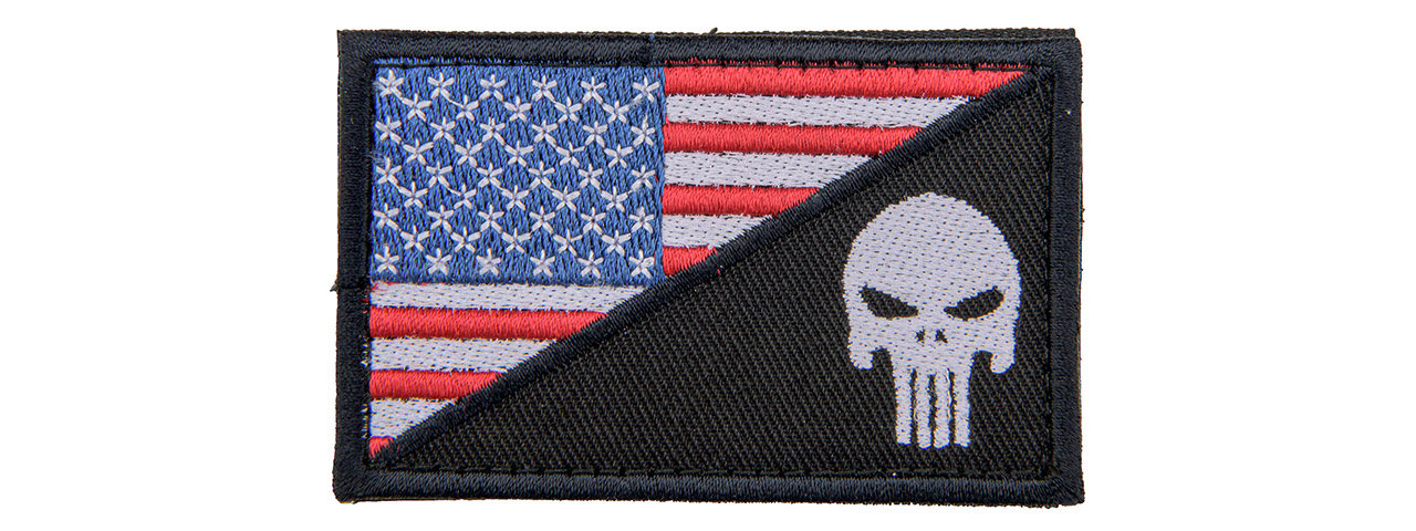 Embroidered US Swat Flag with Punisher Patch (Full Colors) - Click Image to Close