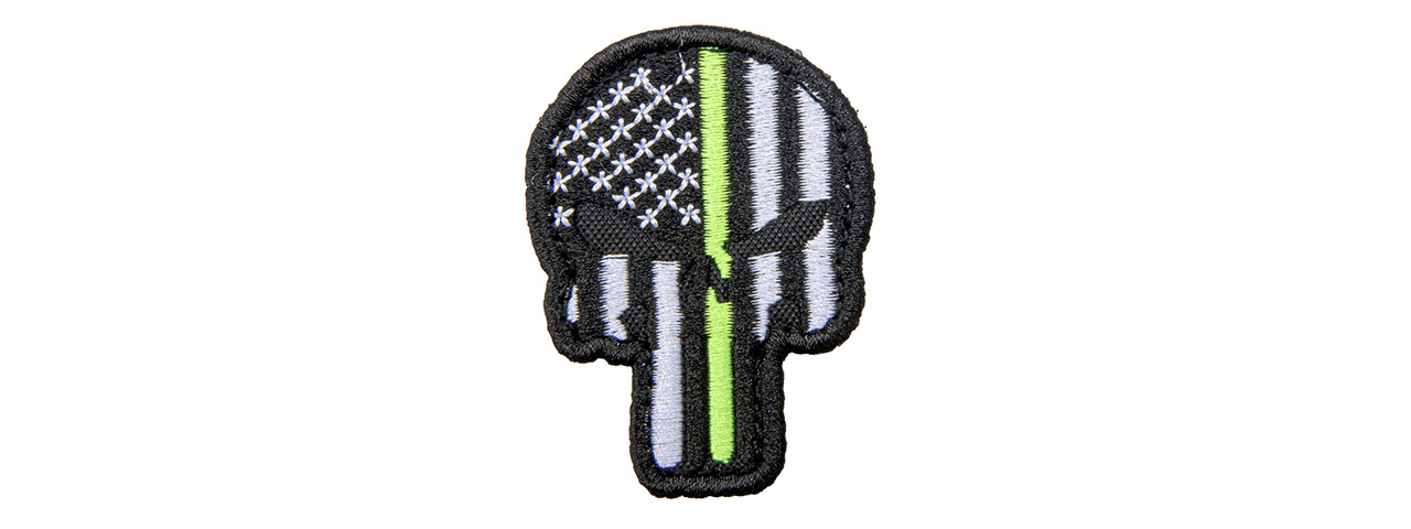 Embroidered Patriot Punisher US Flag PVC Patch w/ Thin Green Line - Click Image to Close