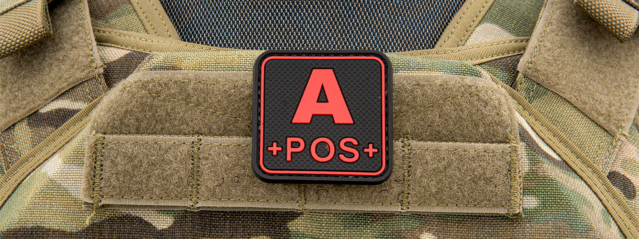 Squared A-Positive Blood Type PVC Patch (Color: Black and Red) - Click Image to Close