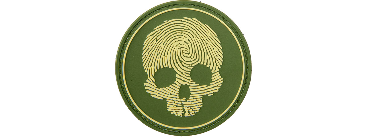 Fingerprint Skull PVC Patch (Color: OD Green) - Click Image to Close