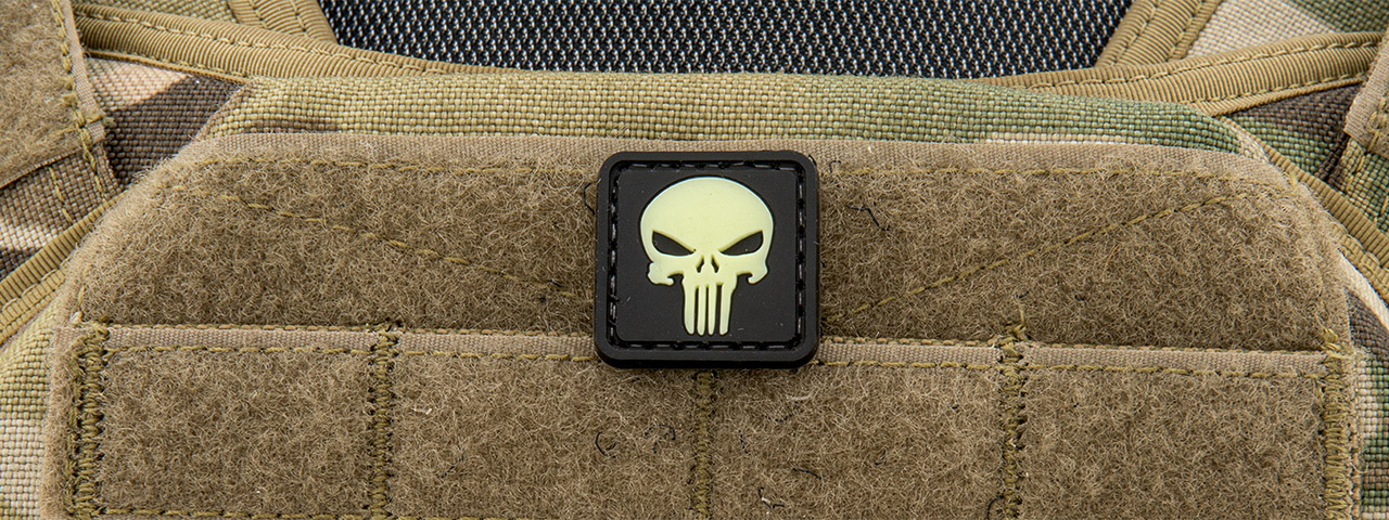 Glow in the Dark Small Punisher PVC Patch (Front Glow) - Click Image to Close