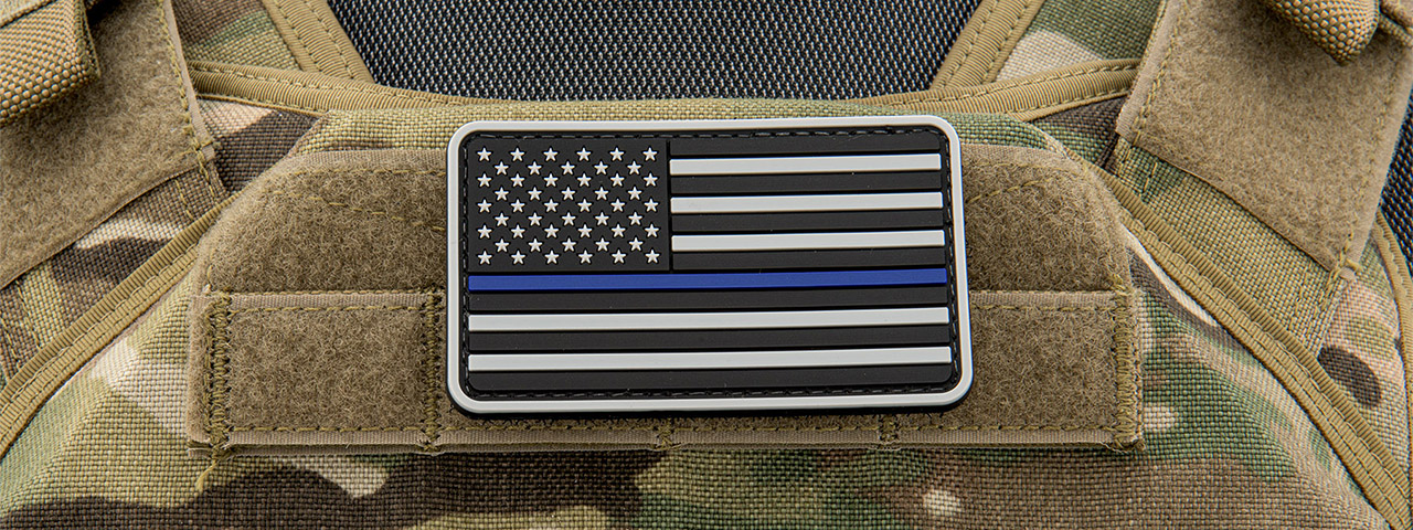 US Flag Forward PVC Patch (Color: Black and Light Gray) - Click Image to Close
