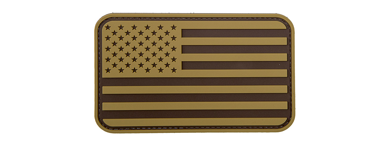 Large Forward US Flag PVC Patch (Color: Tan) - Click Image to Close