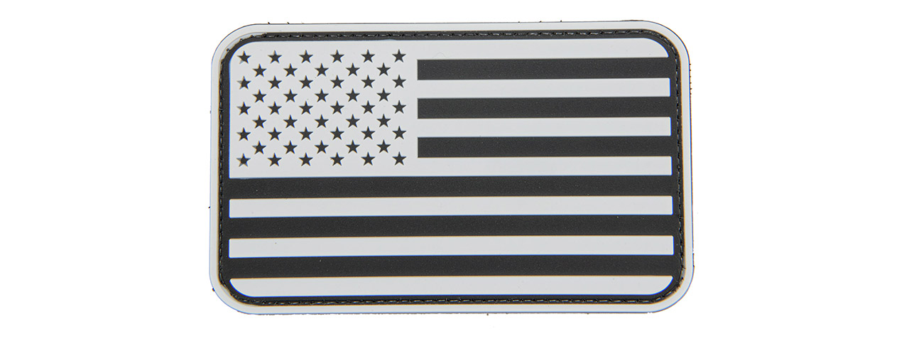 Large Forward US Flag PVC Patch (Color: Black and White) - Click Image to Close