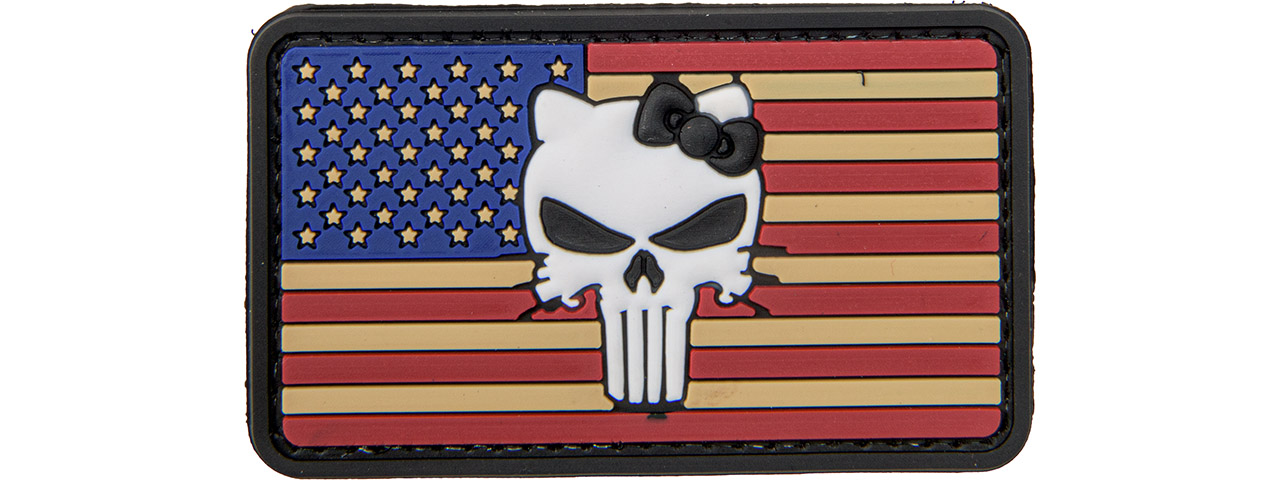 US Flag with Tactical Kitty PVC Patch - Click Image to Close