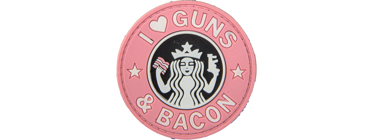 I Heart Guns & Bacon PVC Patch (Color: Pink) - Click Image to Close