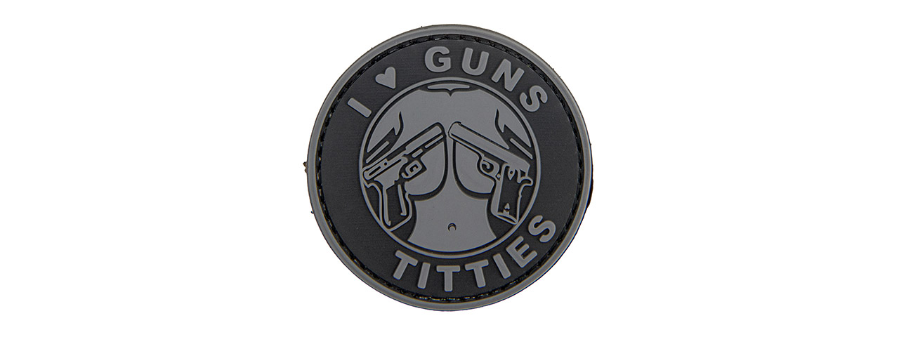 I Heart Guns & Titties PVC Patch (Color: Gray) - Click Image to Close