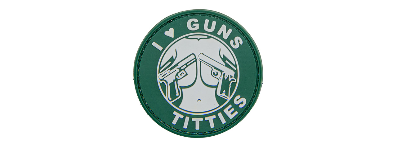 I Heart Guns & Titties PVC Patch (Color: OD Green) - Click Image to Close