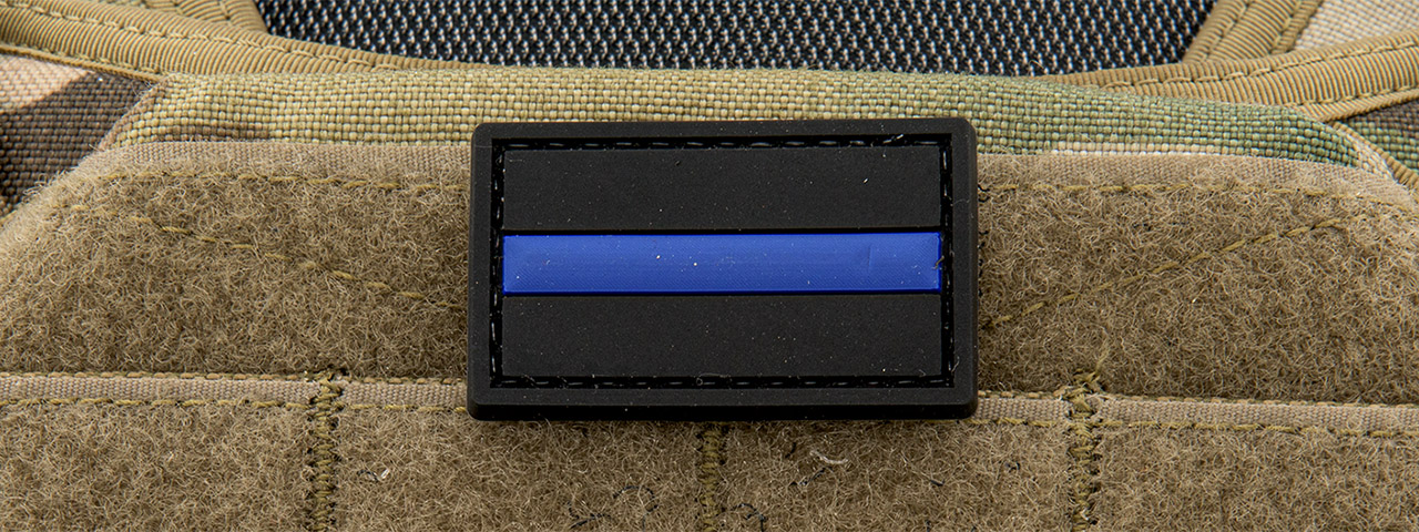Small Thin Blue Line PVC Patch (Color: Black and Blue) - Click Image to Close