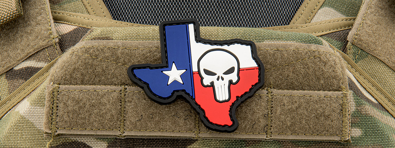 Texas Map with Punisher PVC Patch - Click Image to Close