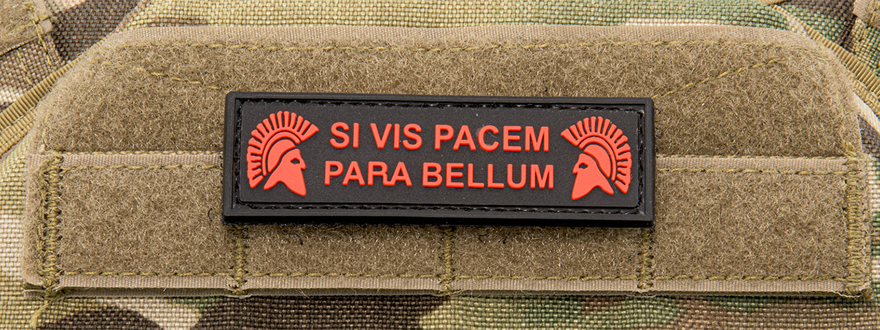 Molon Labe "Si Vis Pacem Para Bellum" PVC Patch (Color: Red) - Click Image to Close