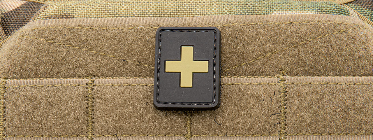 Plus Sign PVC Patch (Color: Tan) - Click Image to Close