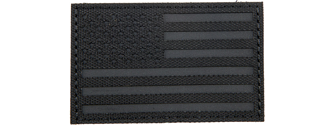 Reflective Fabric Forward US Flag (Color: Black) - Click Image to Close
