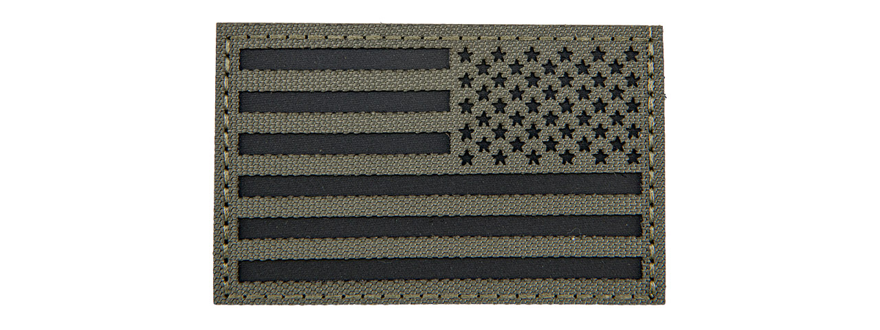 Reflective Fabric Reverse US Flag (Color: OD Green) - Click Image to Close