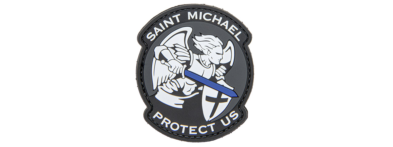 "Saint Michael Protect Us" PVC Patch (Color: Black) - Click Image to Close