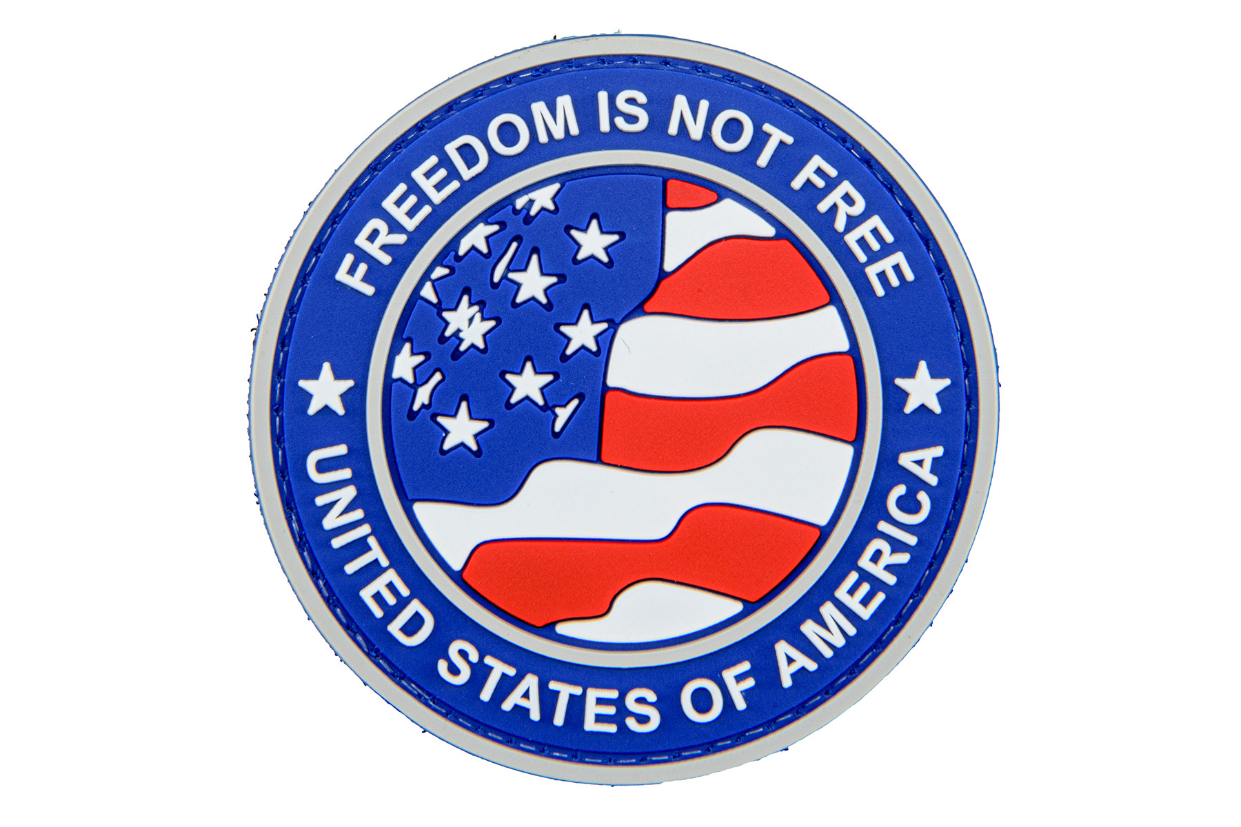 Round US Flag w/ "Freedom is Not Free" (Blue Version) - Click Image to Close