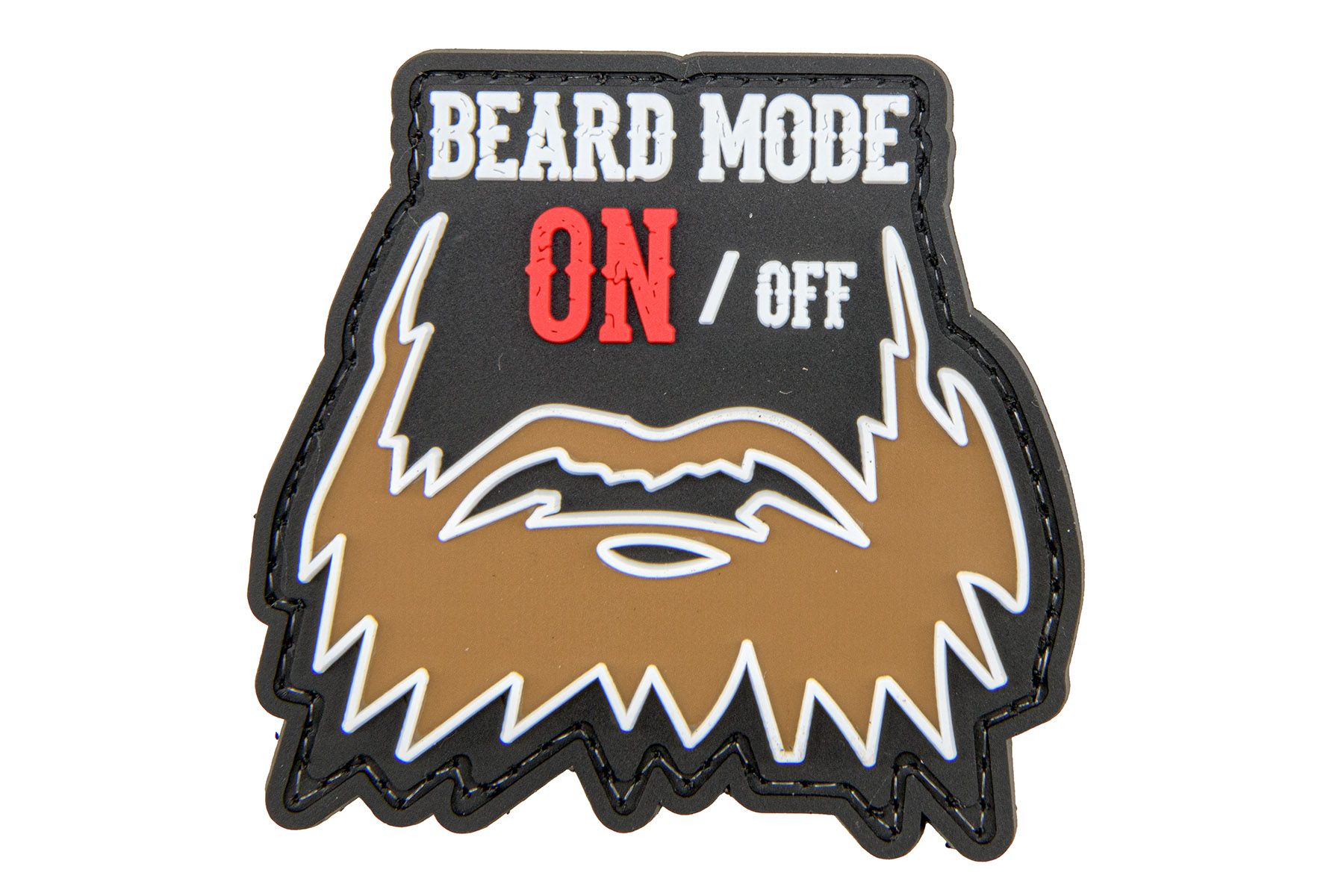 Beard Mode On/Off PVC Patch (Color: Black) - Click Image to Close
