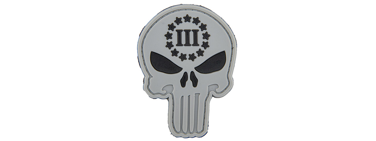 Punisher with Three Percenter PVC Patch (Color: Light Gray) - Click Image to Close