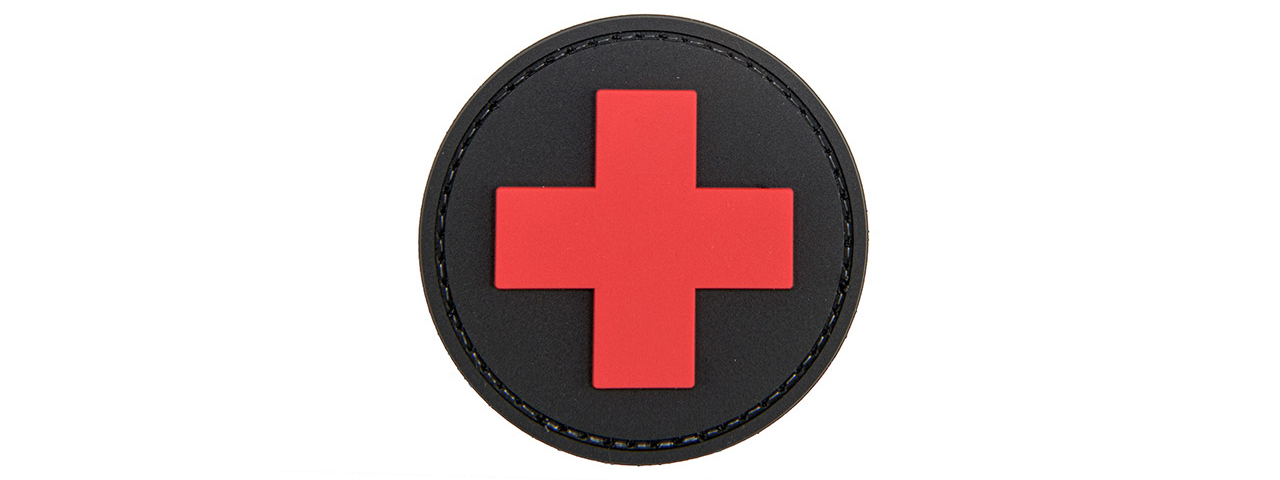 Round Cross Medical PVC Patch (Color: Red and Black) - Click Image to Close