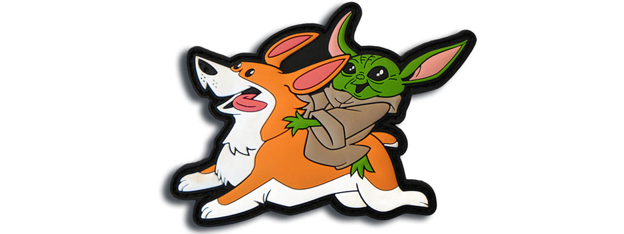 "Corgi's Gone Wild" The Baby Alien & Corgi PVC Morale Patch - Click Image to Close