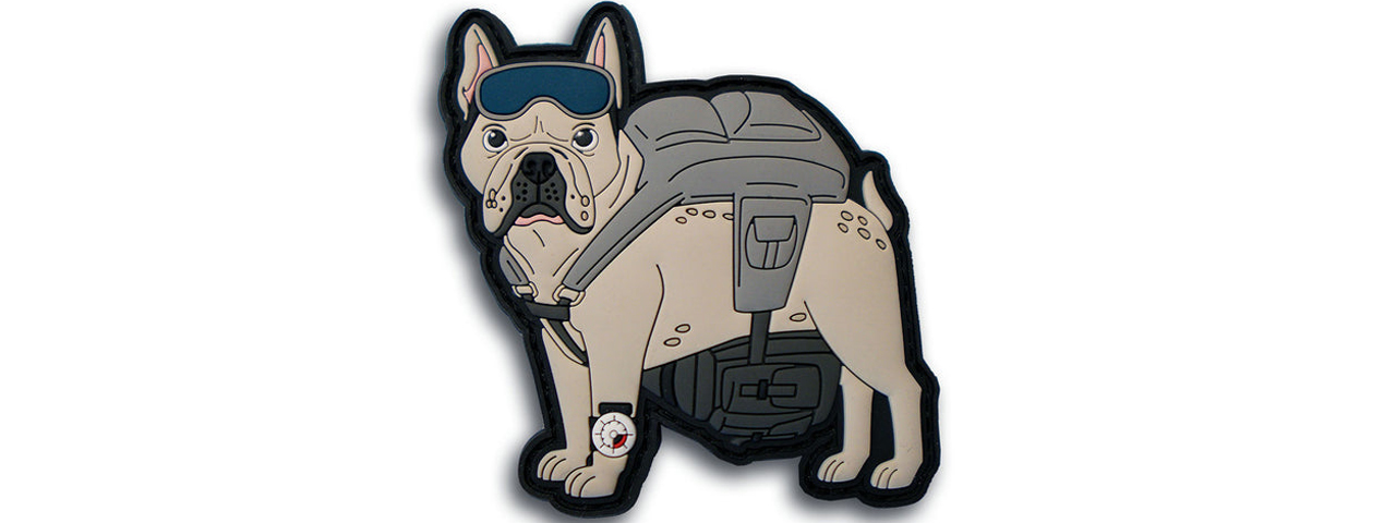 "Frenchie" The Paratrooper French Bulldog PVC Morale Patch - Click Image to Close