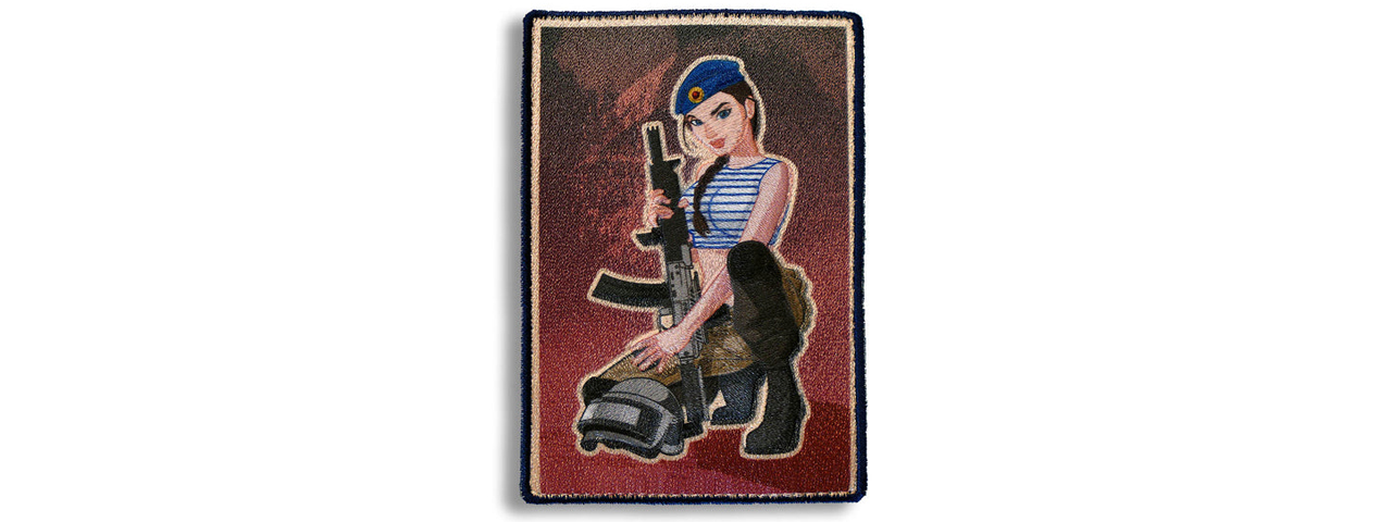 "Alex" The Brunette Russian Spetsnaz Modern Pin-Up Girl Embroidered Morale Patch - Click Image to Close