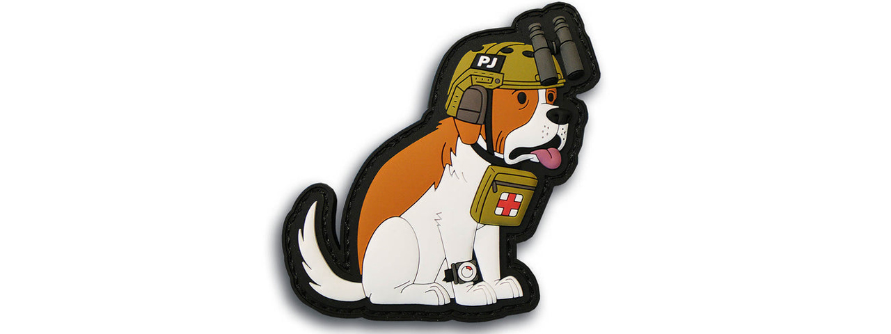 "Giovanni" St. Bernard The Pararescue Jumper Tactical Dog PVC Morale Patch - Click Image to Close