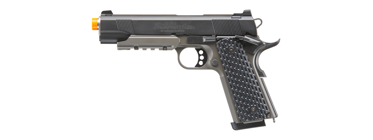 Tokyo Marui Night Warrior 1911 Hi-Kick Gas Blowback Airsoft Pistol (Color: Black & Gray) - Click Image to Close