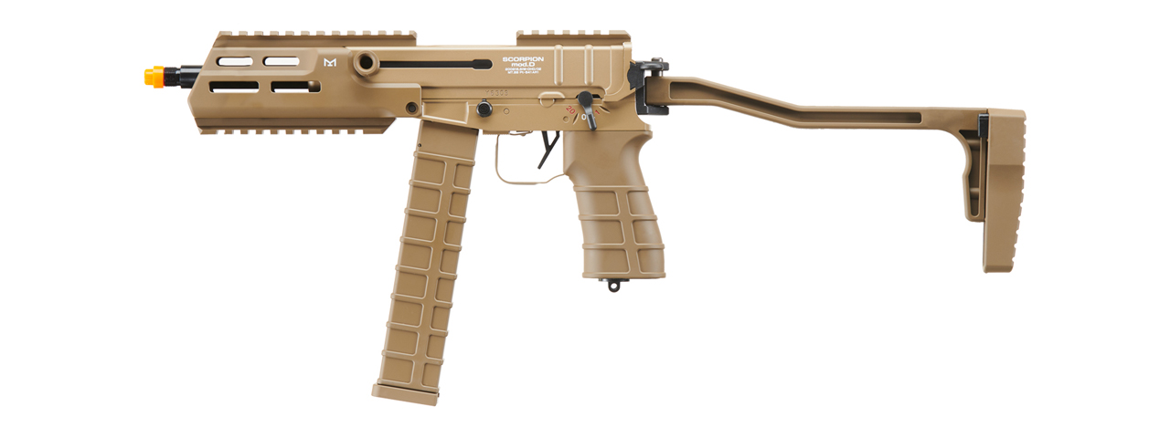 Tokyo Marui Scorpion Mod D Airsoft Electric Sub Machine Gun (Color: Flat Dark Earth) - Click Image to Close