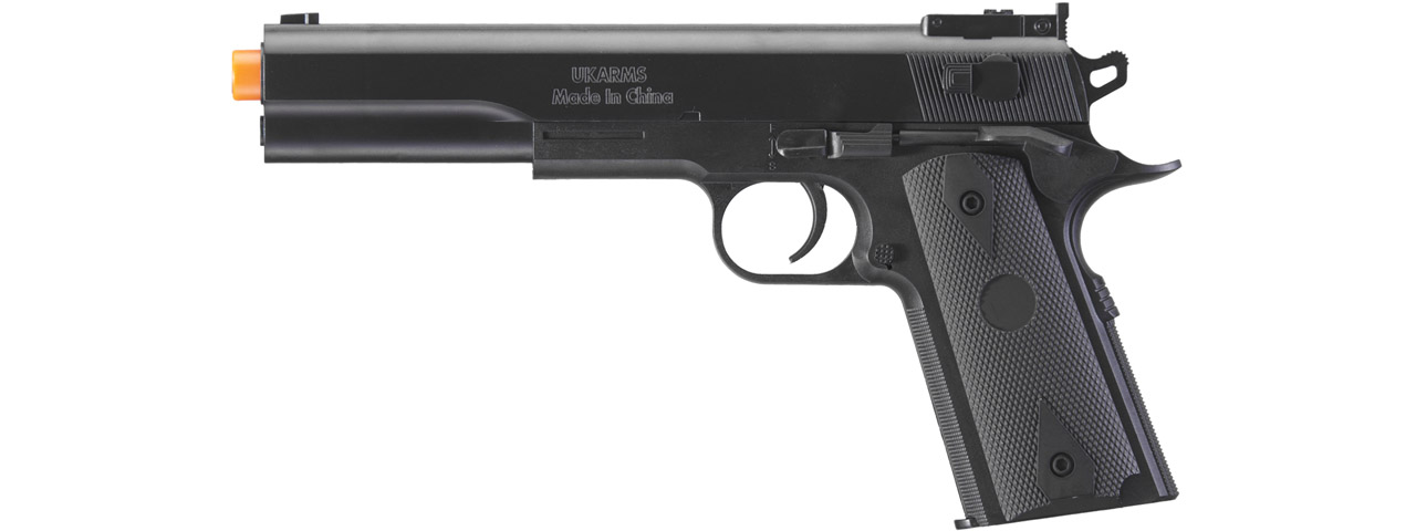 UK Arms M1911 Spring Powered Airsoft Pistol (Color: Black) - Click Image to Close