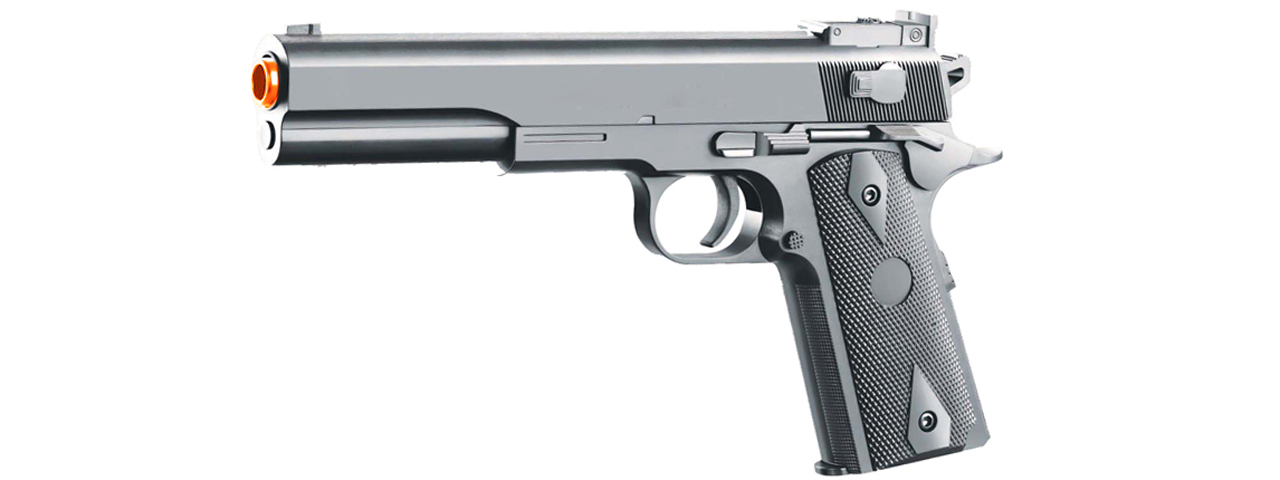 UK Arms M1911 Spring Powered Airsoft Pistol w/ Metal Flitch and Tube (Color: Gun Metal Gray) - Click Image to Close