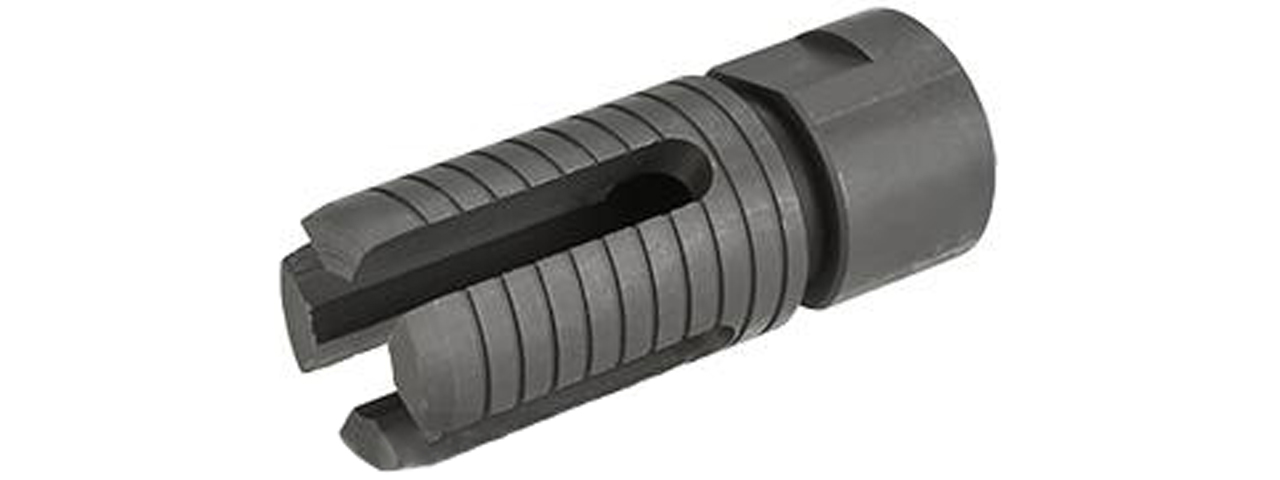WE-Tech CNC Steel 4 Prong Style Flash Hider (14mm Negative) - Click Image to Close
