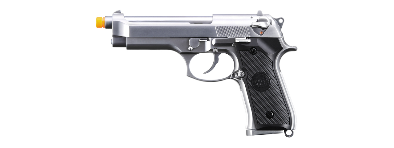 WE-Tech Full Metal M9 Tactical Gas Blowback Airsoft Pistol (Color: Silver) - Click Image to Close