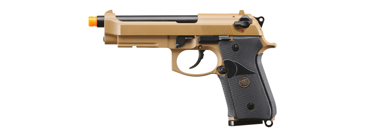 WE-Tech M9A1 Navy Gas Blowback Airsoft Pistol with No Markings (Color: Tan) - Click Image to Close