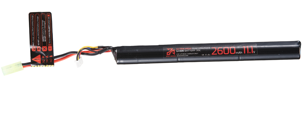 Zion Arms 11.1v 2600mAh Lithium-Ion Stick Battery (Tamiya Connector) - Click Image to Close