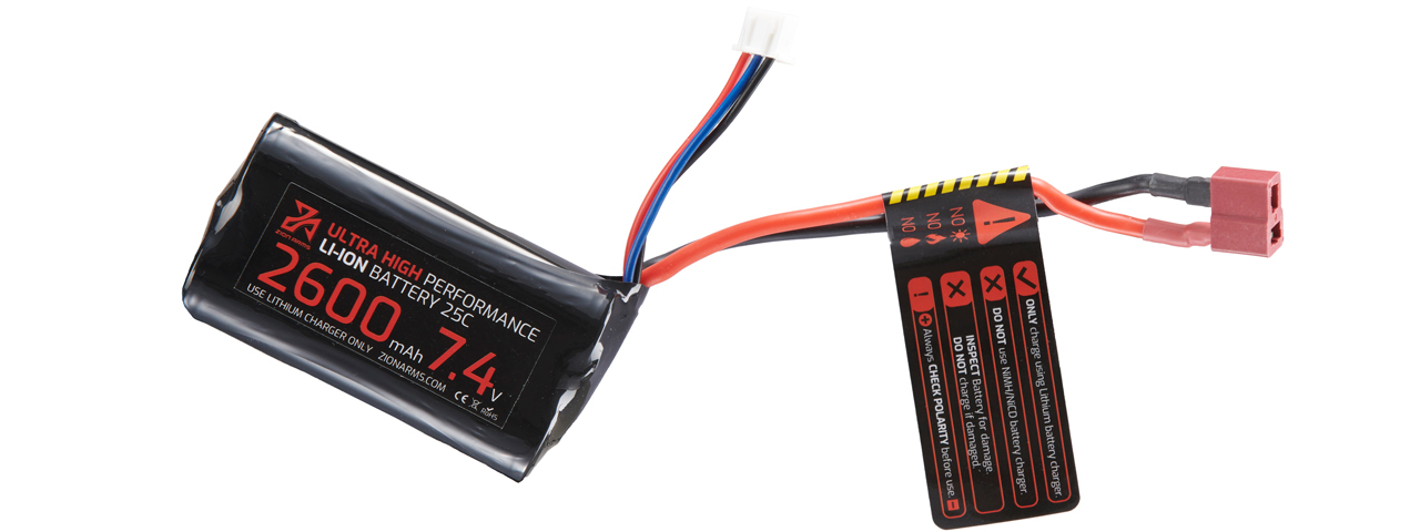 Zion Arms 7.4v 2600mAh Lithium-Ion Brick Battery (Deans Connector) - Click Image to Close