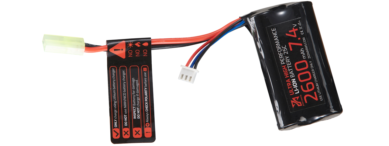 Zion Arms 7.4v 2600mAh Lithium-Ion Brick Battery (Tamiya Connector) - Click Image to Close