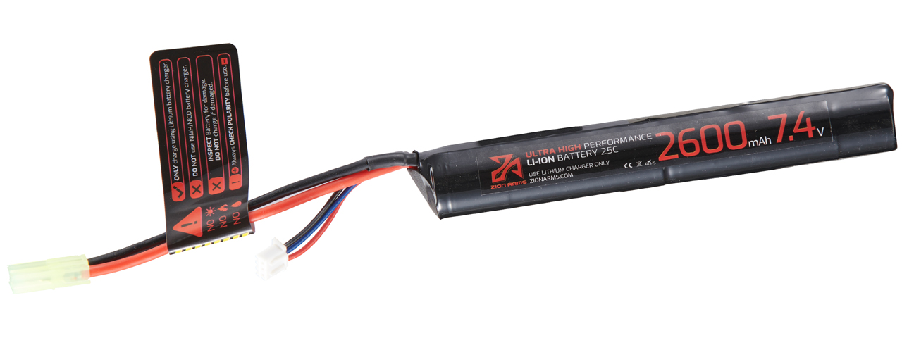 Zion Arms 7.4v 2600mAh Lithium-Ion Stick Battery (Tamiya Connector) - Click Image to Close