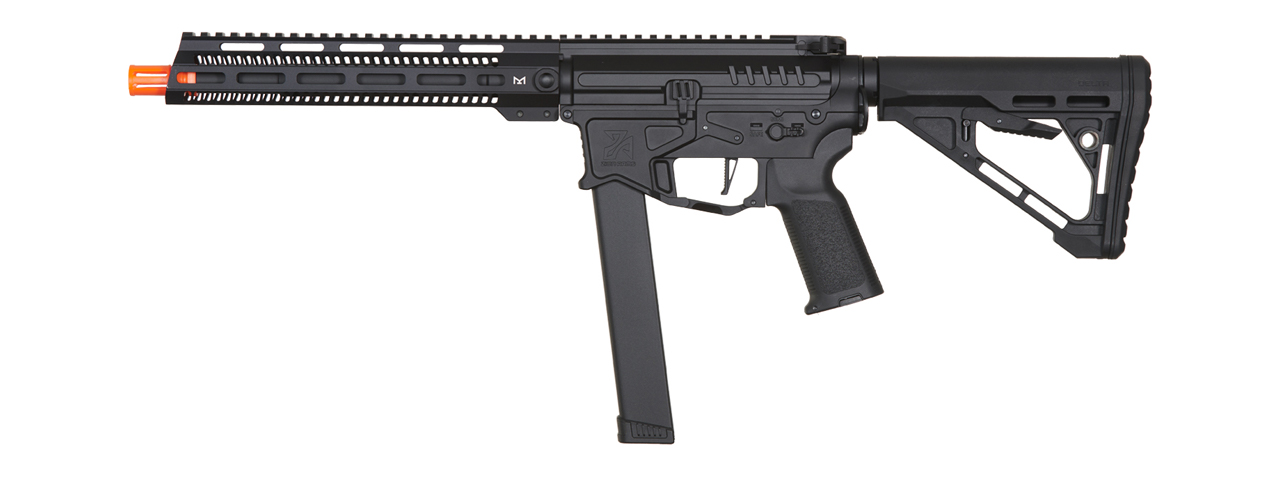 Zion Arms R&D Precision Licensed PW9 Mod 1 Long Rail Airsoft Rifle with Delta Stock (Color: Black) - Click Image to Close