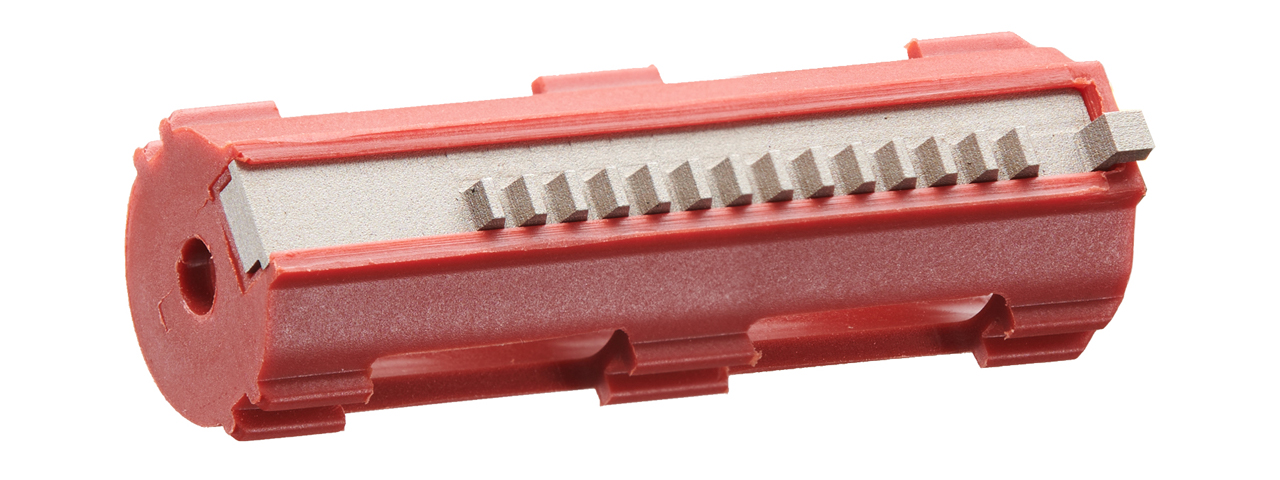 Lancer Tactical 14 Teeth Reinforced Polycarbonate Piston with CNC Steel Half Teeth (Color: Red) - Click Image to Close